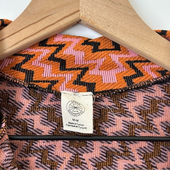 Urban‎ Outfitters Ribbed Polo Zig-Zag Playsuit Romper Medium Pink Long Sleeve - Picture 6 of 10